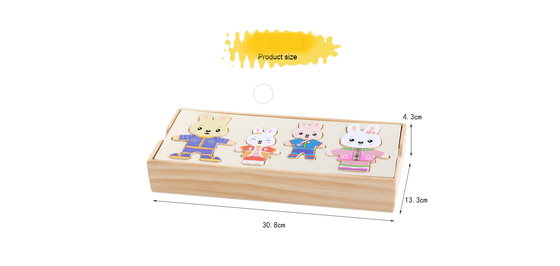 hölzernes Tier72pcs puzzle-Karikatur-Kaninchen-Bärn-Kleid