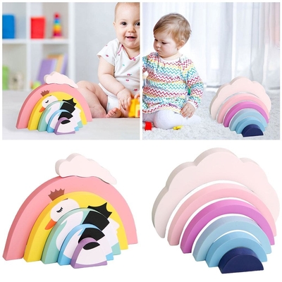 6 Stück-bunte Bausteine pädagogisch für die Kinder neugeboren
