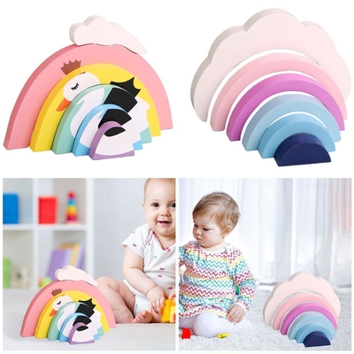 6 Stück-bunte Bausteine pädagogisch für die Kinder neugeboren