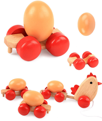 Hölzernes Hen Pulling Egg Driving Train-Elternteil-Kind Hand