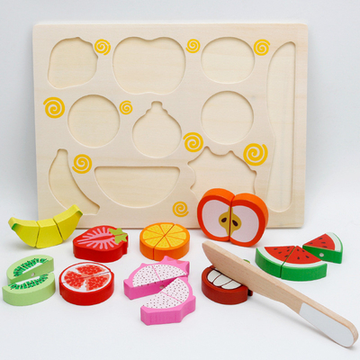 Küchen-Spielwaren-Gemüse-hölzerner Frucht-Ausschnitt eingestellt für Kinder