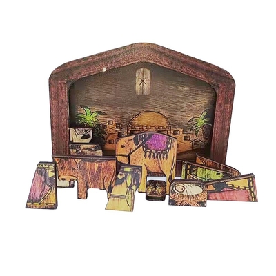 Kundengebundener Logo Wood Nativity Diy Children-' s-Puzzlespiel-Geschenke