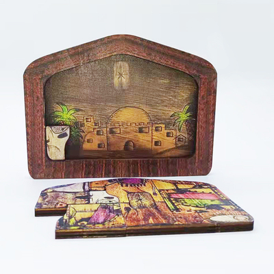 Kundengebundener Logo Wood Nativity Diy Children-' s-Puzzlespiel-Geschenke