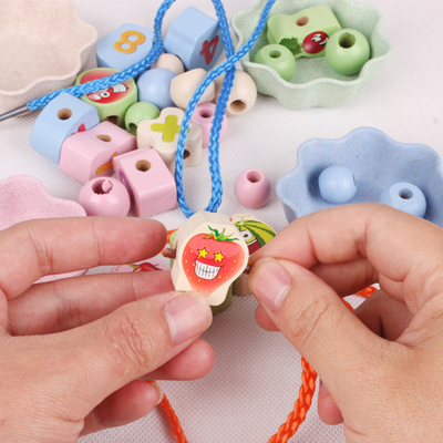 Hölzerne Spielwaren Montessori übergeben Brain Training Clip Beads Puzzle-Mathe-Spiel