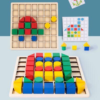 Unterrichtender Kinder kreatives Holzklotz-Puzzlespiel Montessori früh pädagogisch