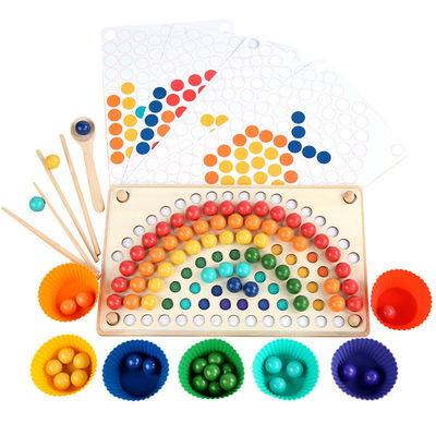 Hölzerner nordischer Regenbogen bördelt Spiel-Puzzlespiel-Früherziehungs-Essstäbchen-Training