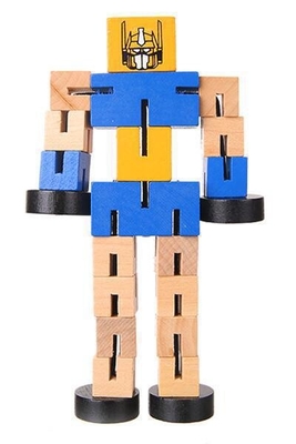 Toy Puzzle Deformed Wooden Robot-Block-Handspiel-Modell der Kinder