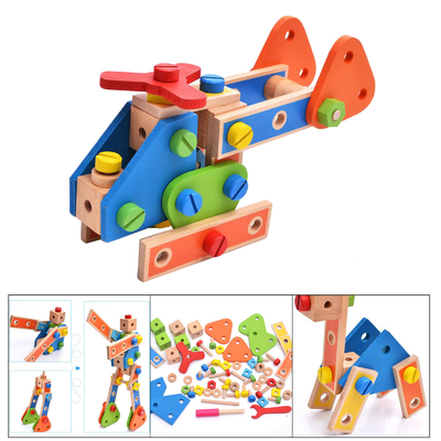 Spielt hölzerne Baustein-Nuss Montessori Nuss-Schraube Toy Girls Boys Gift