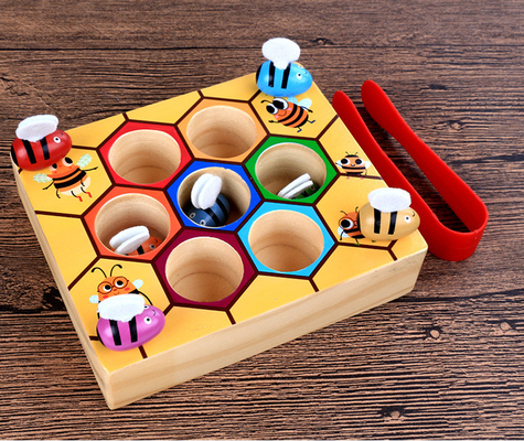 Montessori-Bienenstock-Spiel-Baby-Toy Intelligence Catch Bee Color-Erkennen