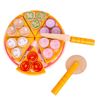 Nahrung, die Simulations-hölzerne Pizza Toy Fruit Vegetable With Tableware kocht