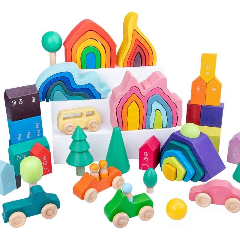 Hölzerner Felsen Coral Earth Wooden Blocks Toyss stellte balancierendes Block-Naturholz-Spielzeug ein
