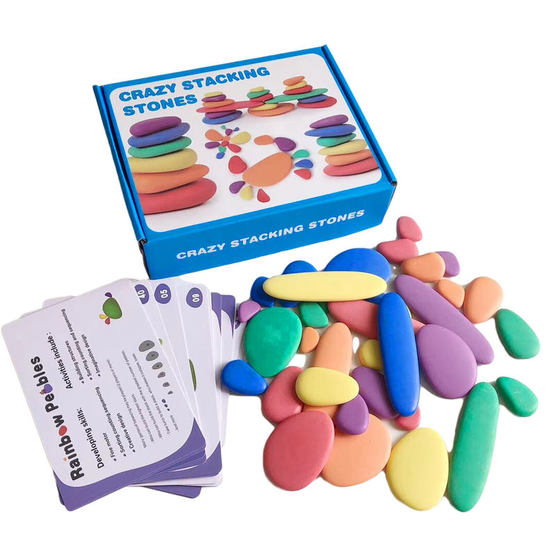 6cm Kiesel färbten hölzerne Bausteine Toy For Kids