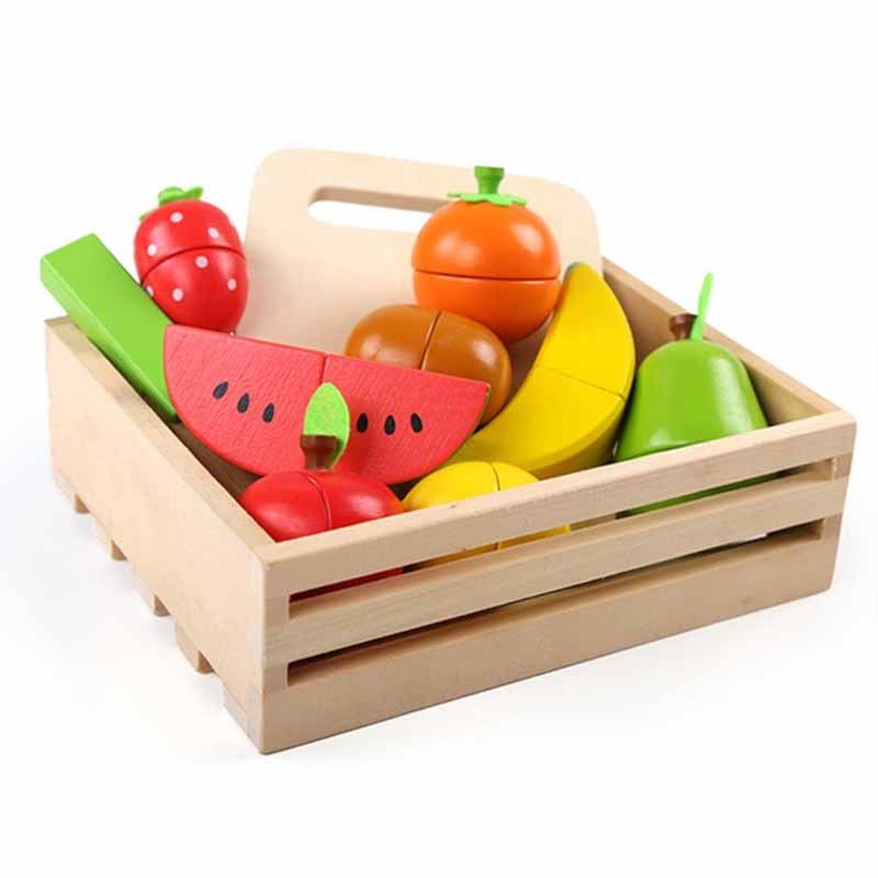 Farbiger 19cm hölzerner Frucht-Ausschnitt stellte Toy Kid Education ein