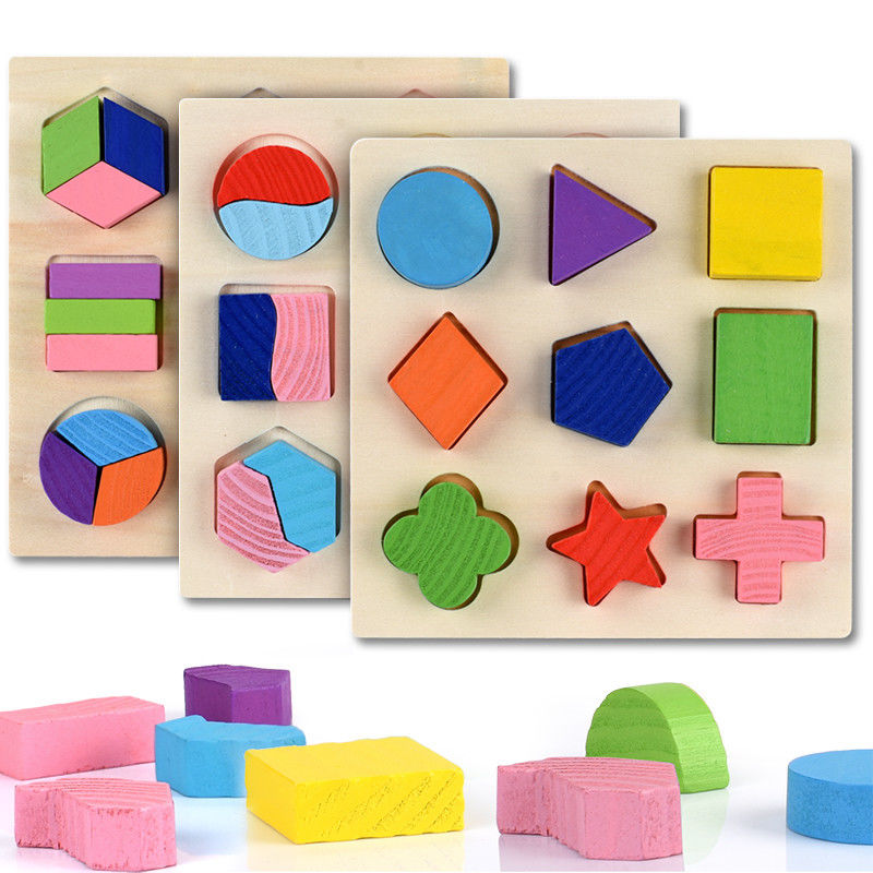 Hölzernes Montessori-Baby sortierend, spielt geometrische Vorschule der Holzklotz-15cm