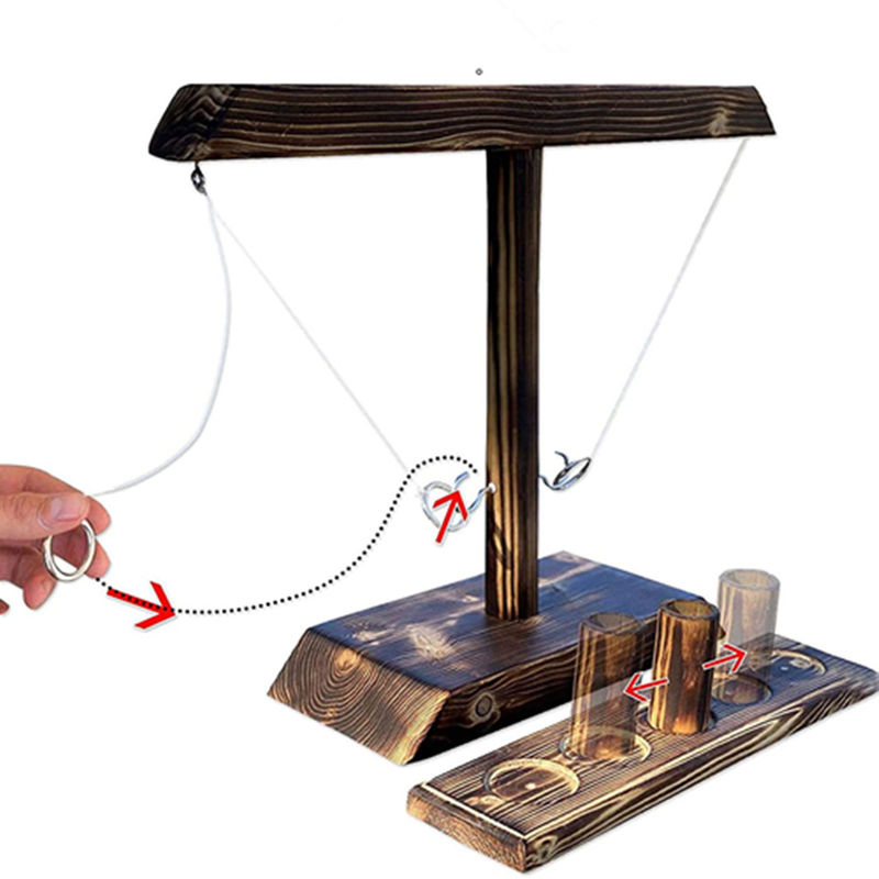 Handgemachte 8.5cm hölzerne Puppenhaus-Spielwaren färbten die Ringe, die Haken werfen