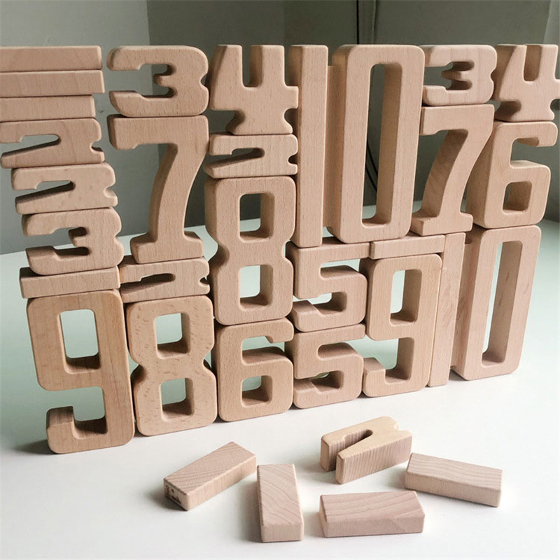 ZahlBaustein hölzernen Mathe-Digital-Spielwaren-Babywaage-Block Jenga, den Toy Montessori Educational Natural Wood FO spielt