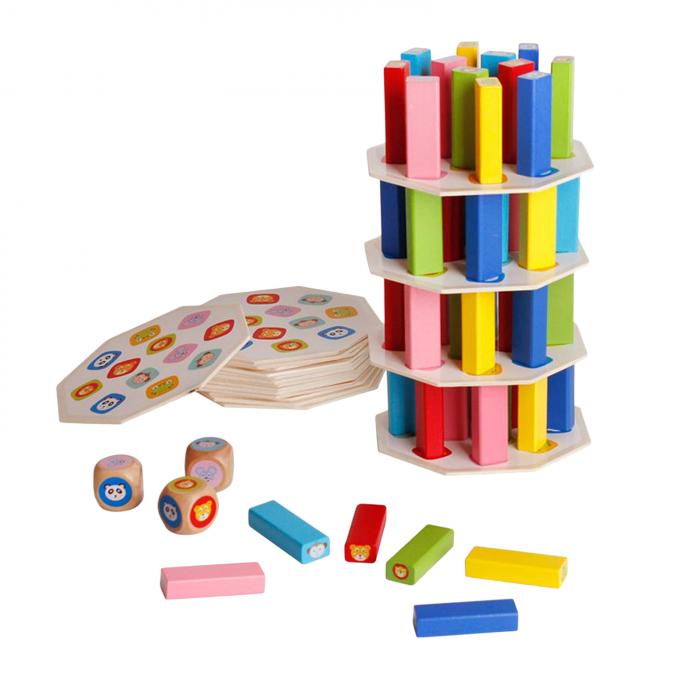Lustiger hölzerner Turm-Hartholz-Domino, der Bausteine Toy Montessori Educational Game für Kinderkindergeschenk stapelt