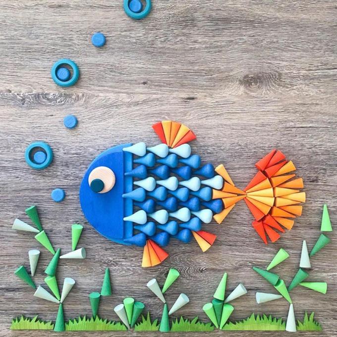 Hölzerne Regenbogen-lose Teil-pädagogisches Spiel stellte bunten Waldorf Toy Montessori Stacking Blocks für Kinderkleinkind-Vorschulbaby ein