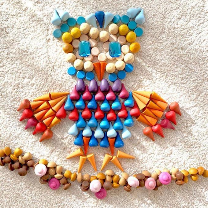 Hölzerne Regenbogen-lose Teil-pädagogisches Spiel stellte bunten Waldorf Toy Montessori Stacking Blocks für Kinderkleinkind-Vorschulbaby ein