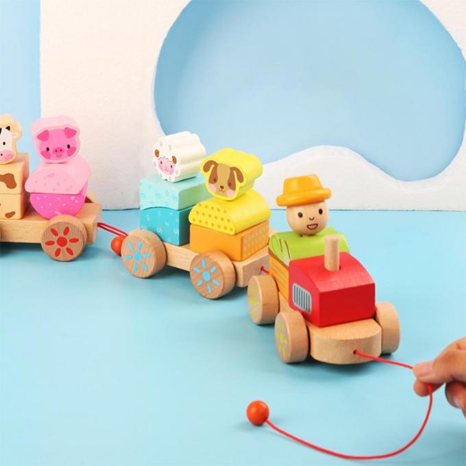 Hölzerner Zug-LKW formen pädagogisches Spielzeug DIY für Vorschulkleinkind-Kinder
