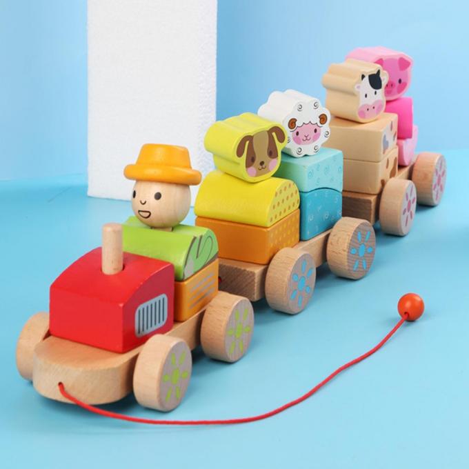 Hölzerner Zug-LKW formen pädagogisches Spielzeug DIY für Vorschulkleinkind-Kinder