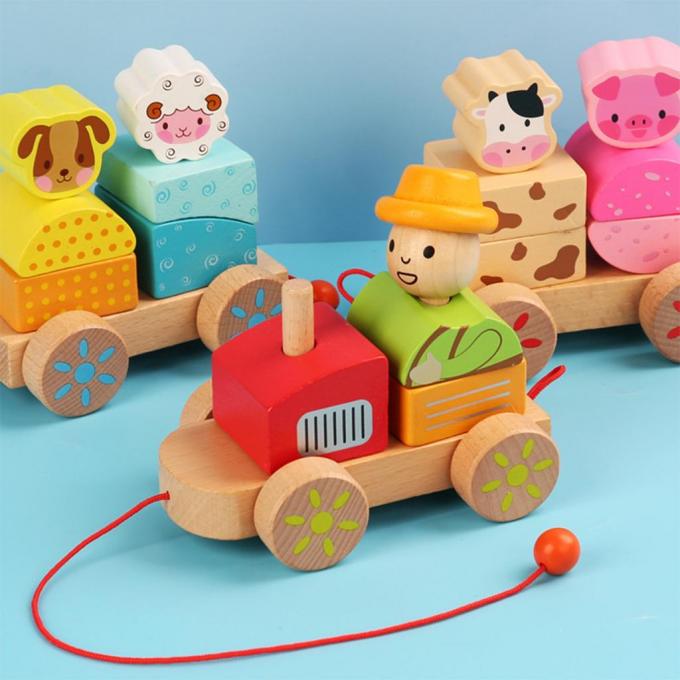 Hölzerner Zug-LKW formen pädagogisches Spielzeug DIY für Vorschulkleinkind-Kinder
