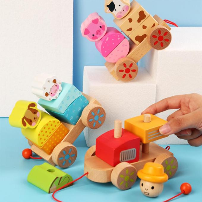 Hölzerner Zug-LKW formen pädagogisches Spielzeug DIY für Vorschulkleinkind-Kinder