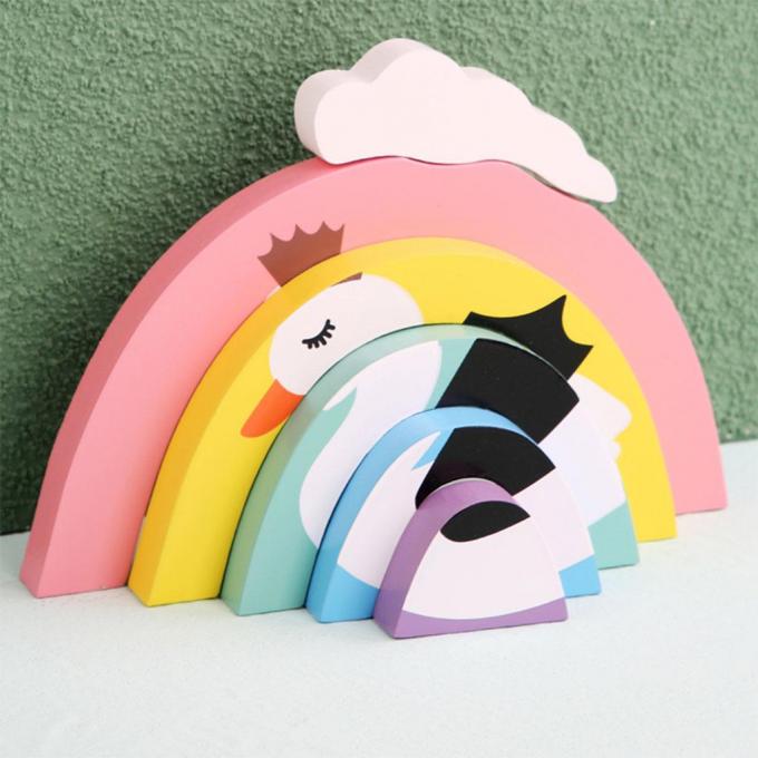 Bunte Bausteine, pädagogischer Regenbogen 6 Stücke Toy Brick für die Mädchen neugeboren