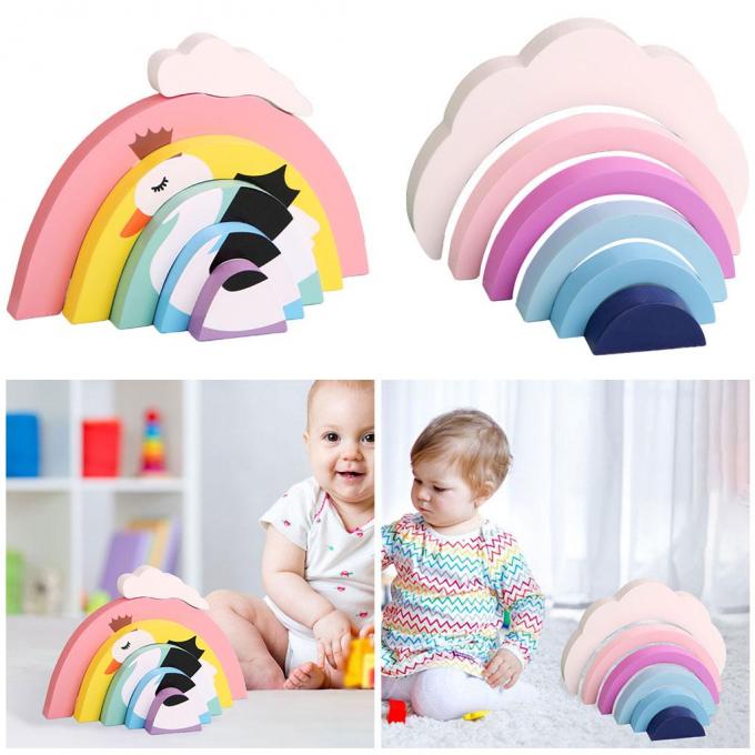 Bunte Bausteine, pädagogischer Regenbogen 6 Stücke Toy Brick für die Mädchen neugeboren