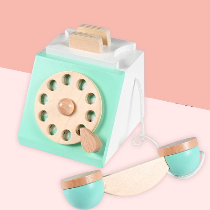 Weinlese-täuschen antikes Skala-Telefon Spiel Montessori wechselwirkendes frühes Edcuation hölzerner Toy Role Play für Kinder vor